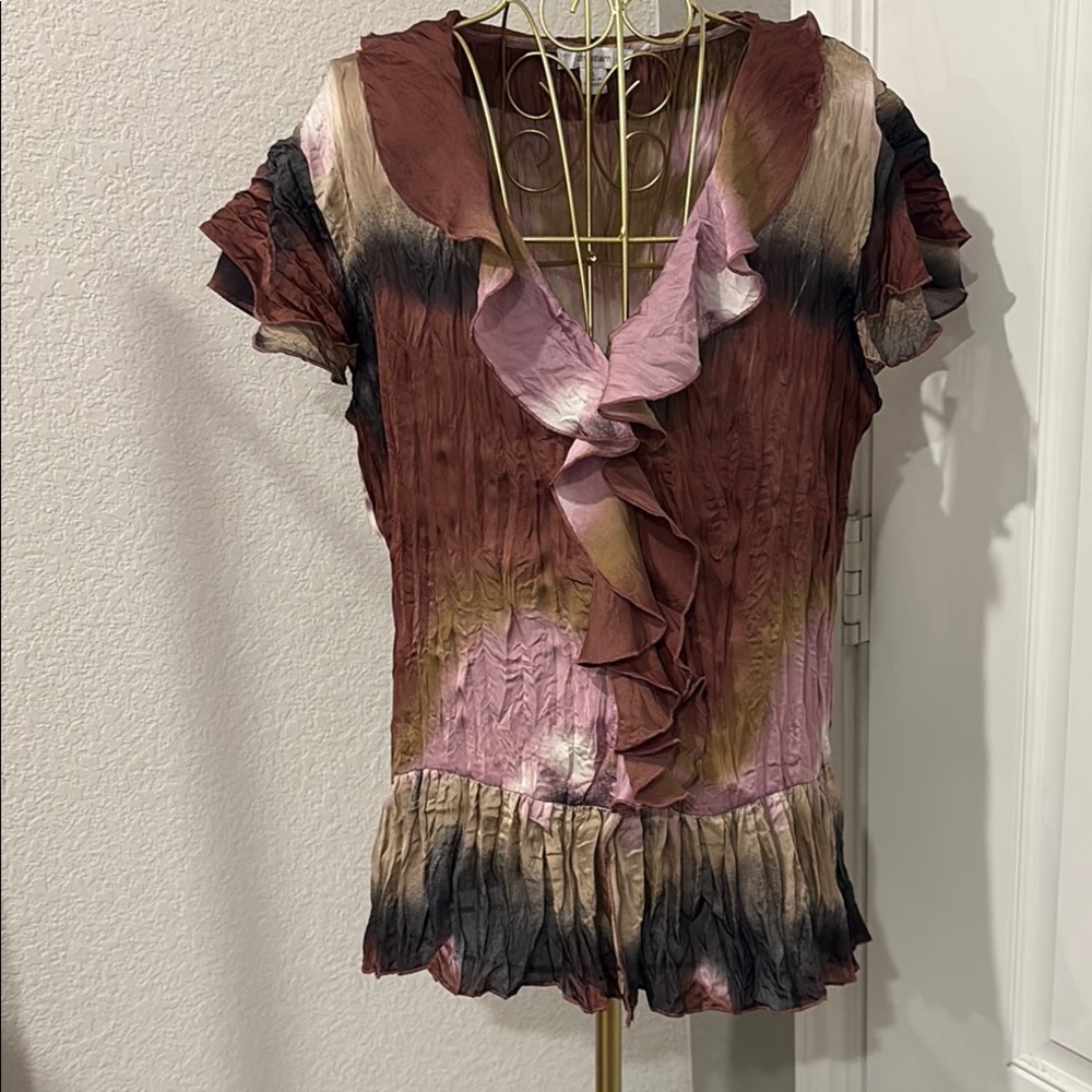 dressbarn Multicolor Ruffle Blouse